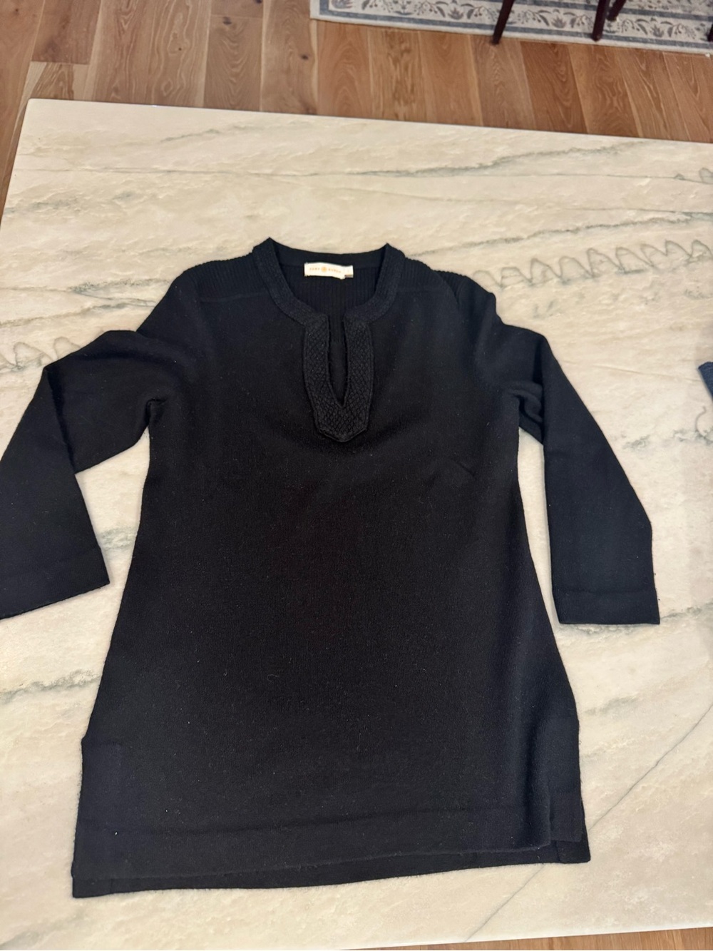 Tory Burch Cashmere Split Neck Tunic Sweater Size L